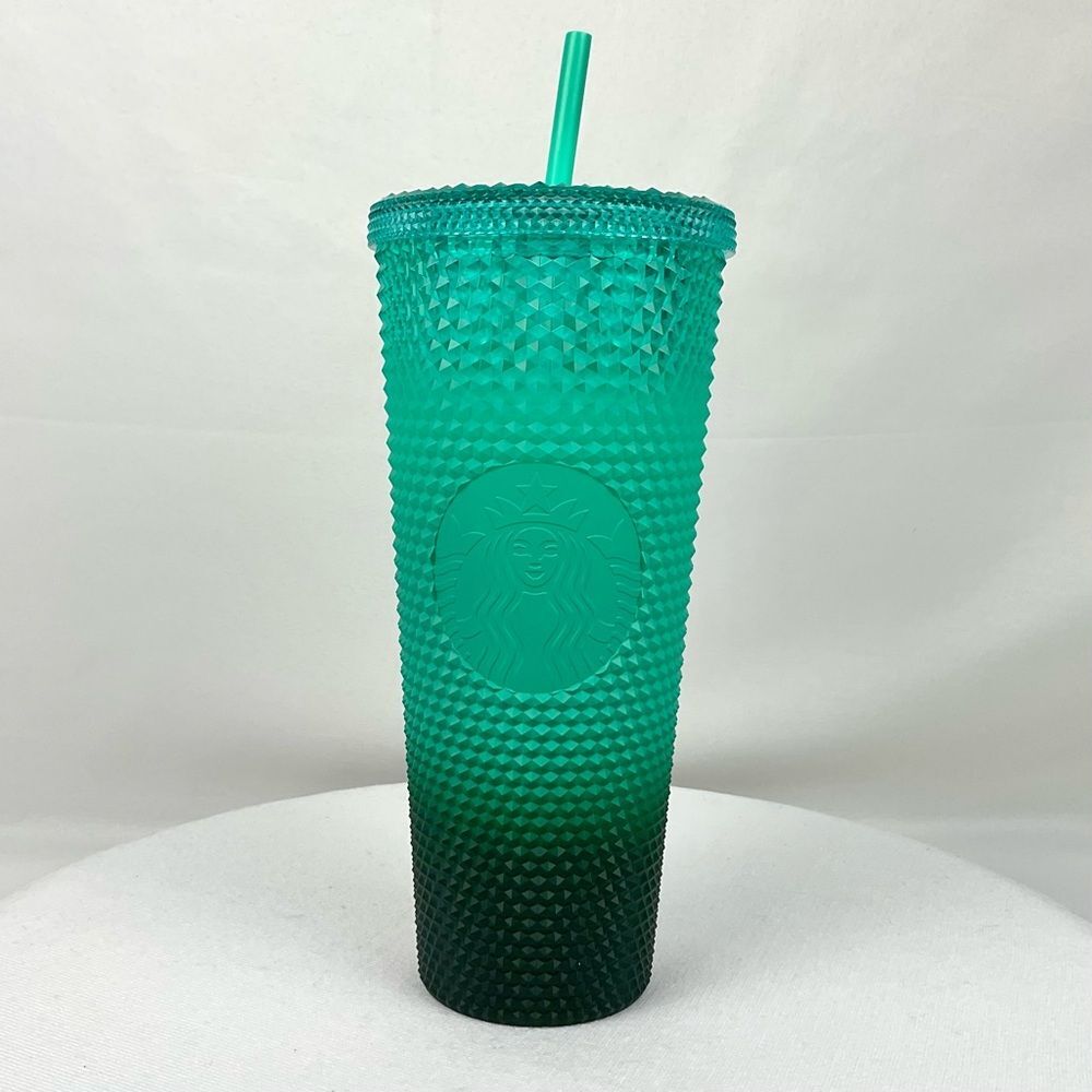 Starbucks Green Gradient Studded Acrylic Tumbler Winter Holiday 2022 24 oz New